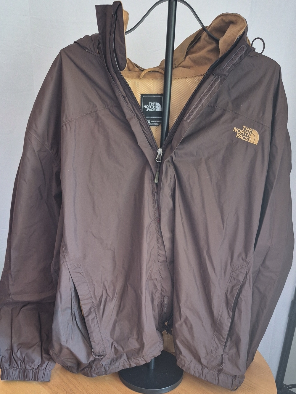 The North Face Brown Hooded Shell Jacket with Tan Lining